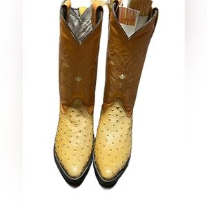 Lejanoeste Men's ostrich embossed leather print boot